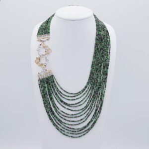 Multi-Strand Ruby Zoisite Necklace with Silver Clasp