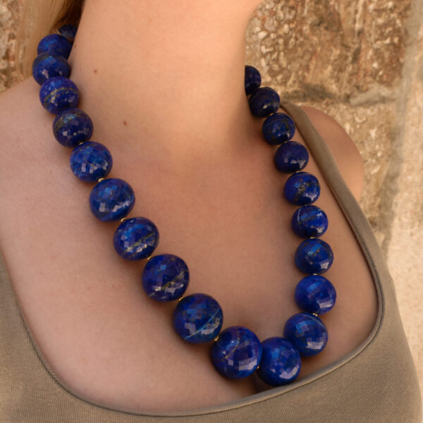 Faceted Lapis Lazuli Necklace in Gold-Plated Silver - Image 3