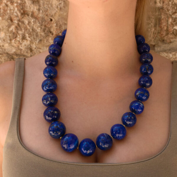 Faceted Lapis Lazuli Necklace in Gold-Plated Silver - Image 4