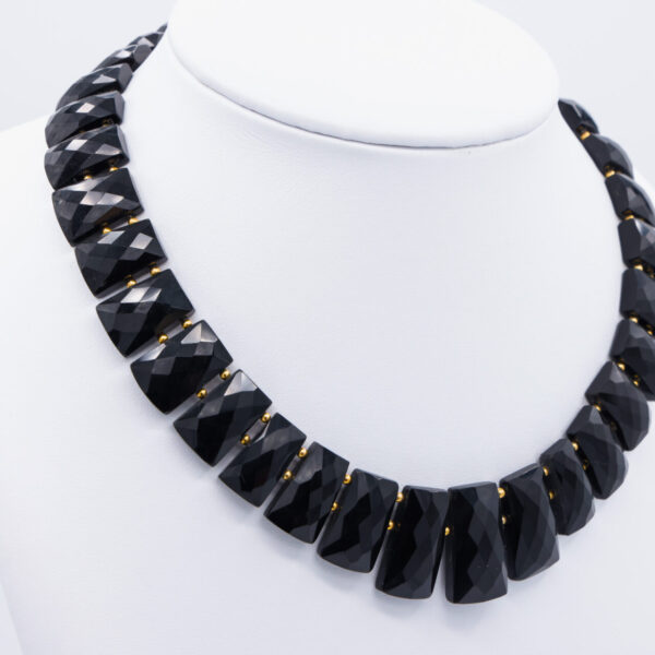 Faceted Onyx Necklace – Cleopatra Style in Gold-Plated Silver - Image 2
