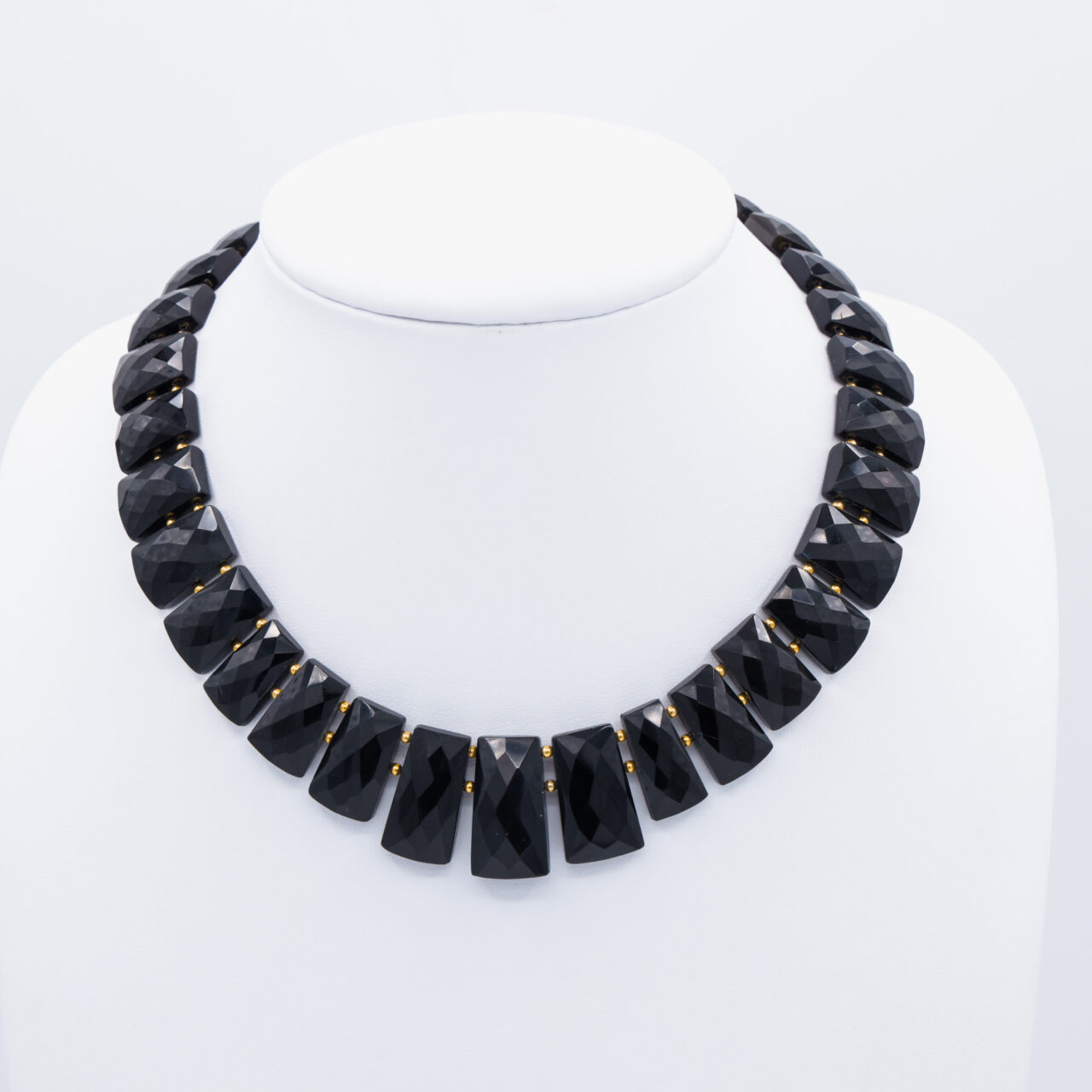 Faceted Onyx Necklace â Cleopatra Style in Gold-Plated Silver